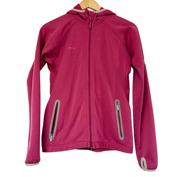 Mammut Women’s Hooded Jacket Size M Magenta Polartec Power Stretch Fleece - Picture 1 of 11